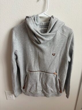 True Religion Grey Cowl Neck Hoodie Size XS